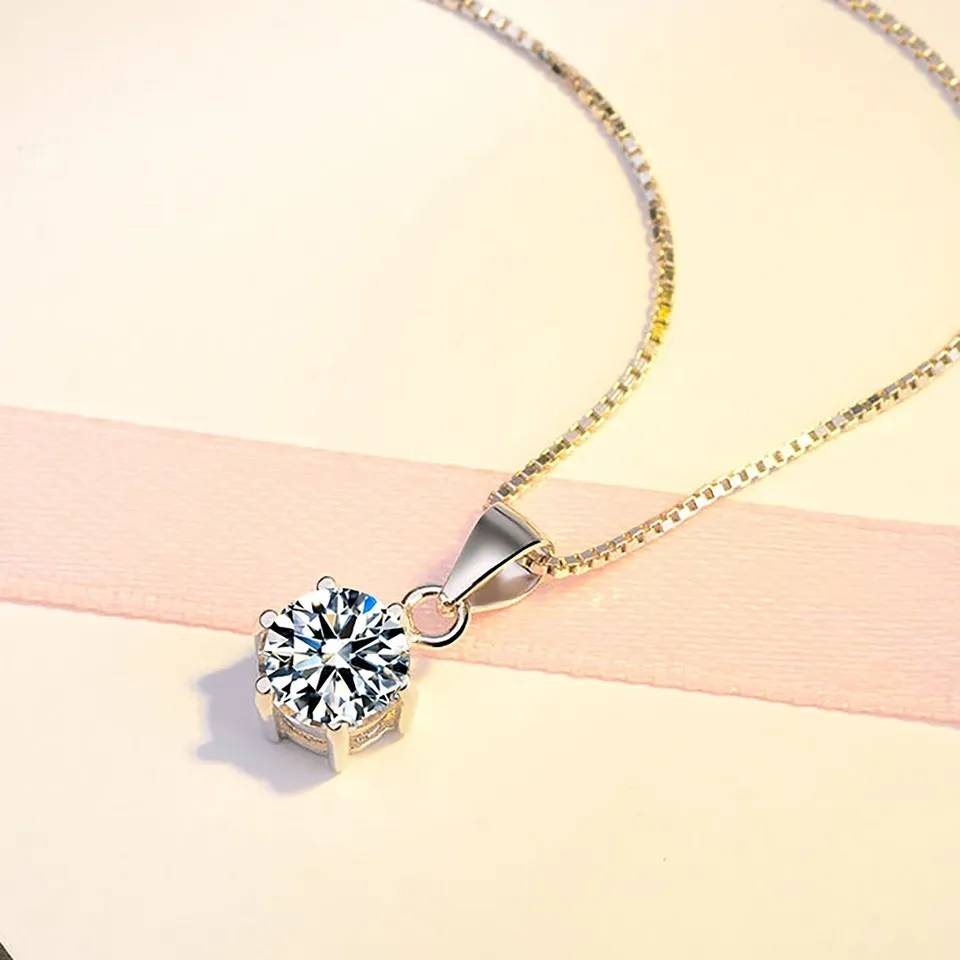 1 Carat Moissanite Pendant Necklace for Women Necklaces New Arrivals Pendants Wedding & Engagement Jewelry Women Jewelry 