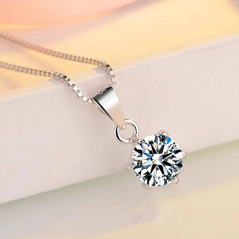 1 Carat Moissanite Pendant Necklace for Women Necklaces New Arrivals Pendants Wedding & Engagement Jewelry Women Jewelry 