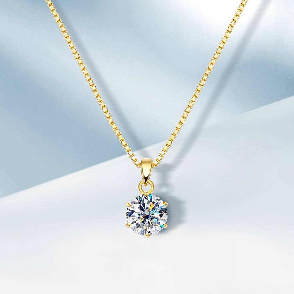1 Carat Moissanite Pendant Necklace for Women Necklaces New Arrivals Pendants Wedding & Engagement Jewelry Women Jewelry 