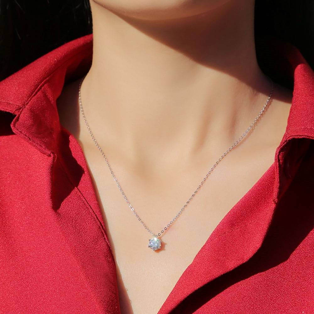 1 Carat Moissanite Pendant Necklace for Women Necklaces New Arrivals Pendants Wedding & Engagement Jewelry Women Jewelry 