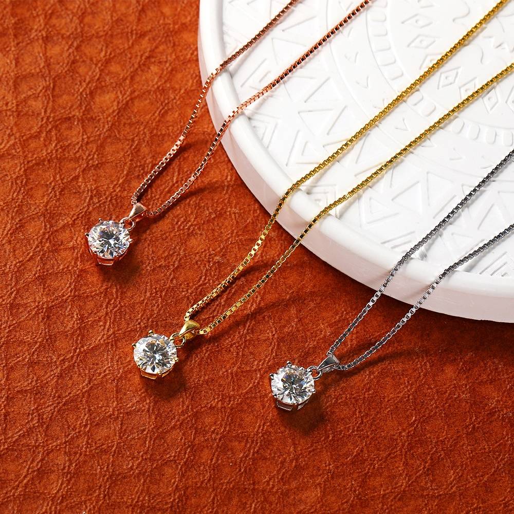 1 Carat Moissanite Pendant Necklace for Women Necklaces New Arrivals Pendants Wedding & Engagement Jewelry Women Jewelry 