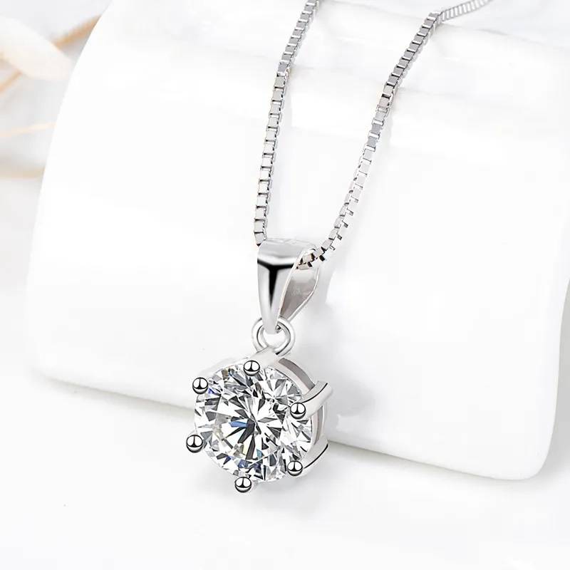 1 Carat Moissanite Pendant Necklace for Women Necklaces New Arrivals Pendants Wedding & Engagement Jewelry Women Jewelry 