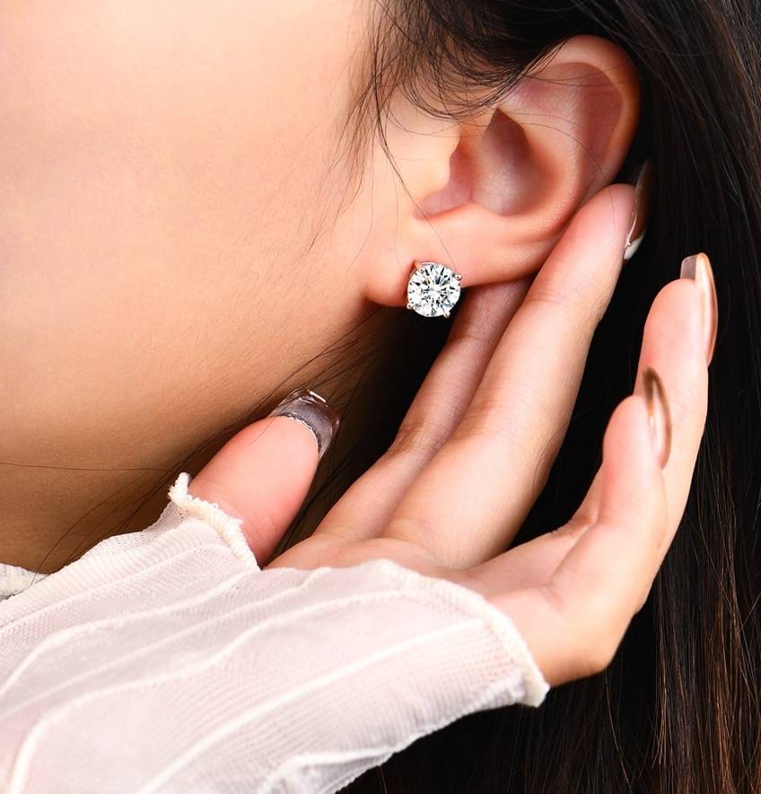2 Carats 8mm Moissanite Four Claws 925 Sterling Silver Stud Earrings Earrings New Arrivals Wedding & Engagement Jewelry Women Jewelry 