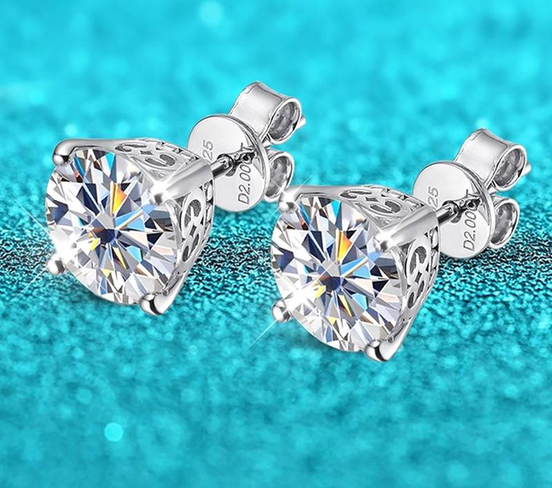 2 Carats 8mm Moissanite Four Claws 925 Sterling Silver Stud Earrings Earrings New Arrivals Wedding & Engagement Jewelry Women Jewelry 