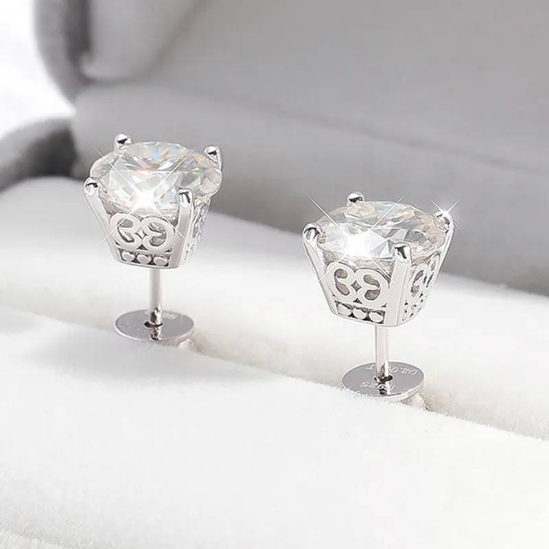 2 Carats 8mm Moissanite Four Claws 925 Sterling Silver Stud Earrings Earrings New Arrivals Wedding & Engagement Jewelry Women Jewelry 