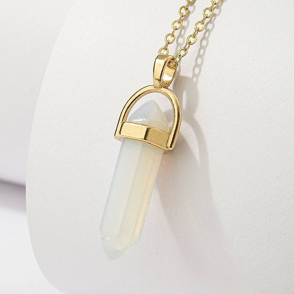 Bohemian Natural Stone Hexagon Bar Pendant Necklace Necklaces New Arrivals Pendants Women Jewelry 