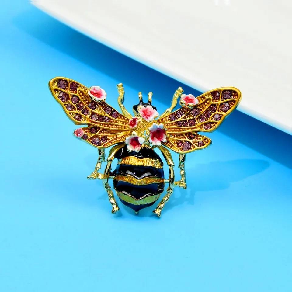 Colorful Bee with Flowers Insect Enamel Brooch Pin Brooches & Pins New Arrivals Women Jewelry 