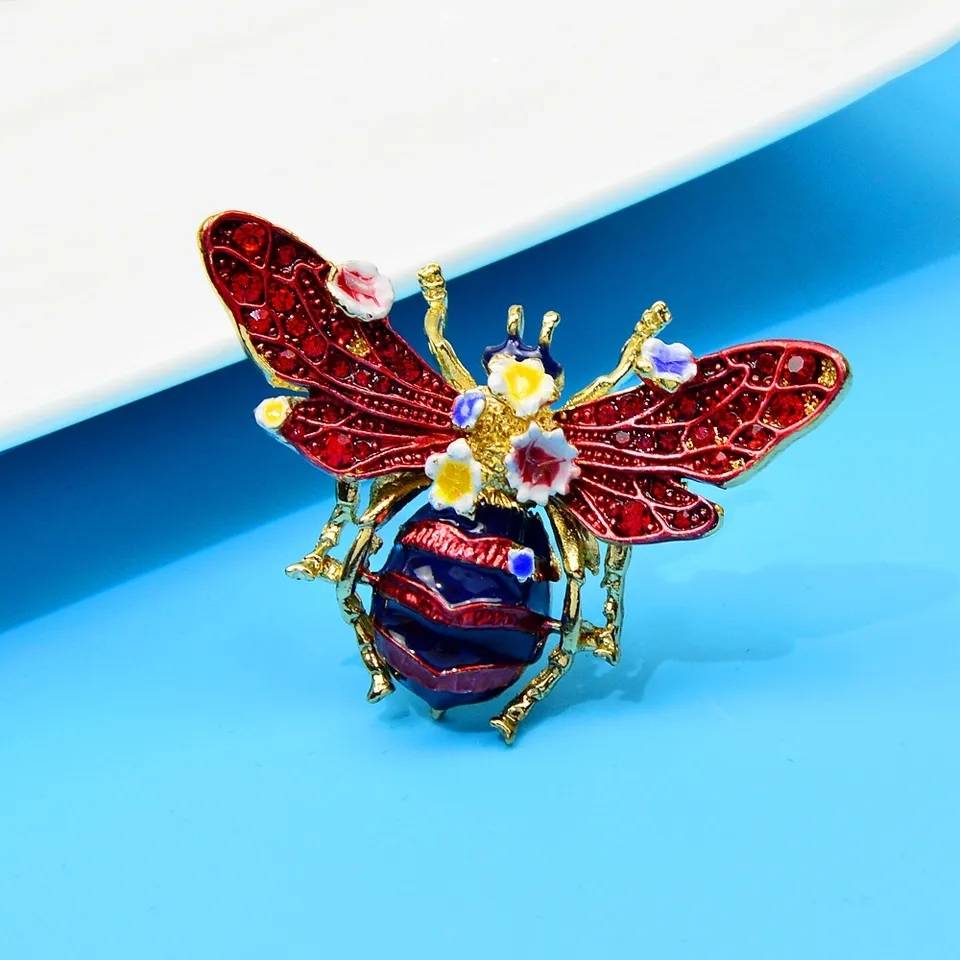 Colorful Bee with Flowers Insect Enamel Brooch Pin Brooches & Pins New Arrivals Women Jewelry 