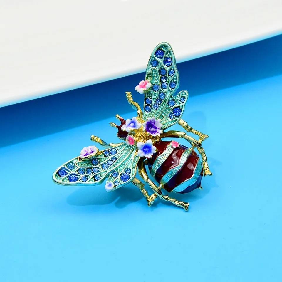 Colorful Bee with Flowers Insect Enamel Brooch Pin Brooches & Pins New Arrivals Women Jewelry 
