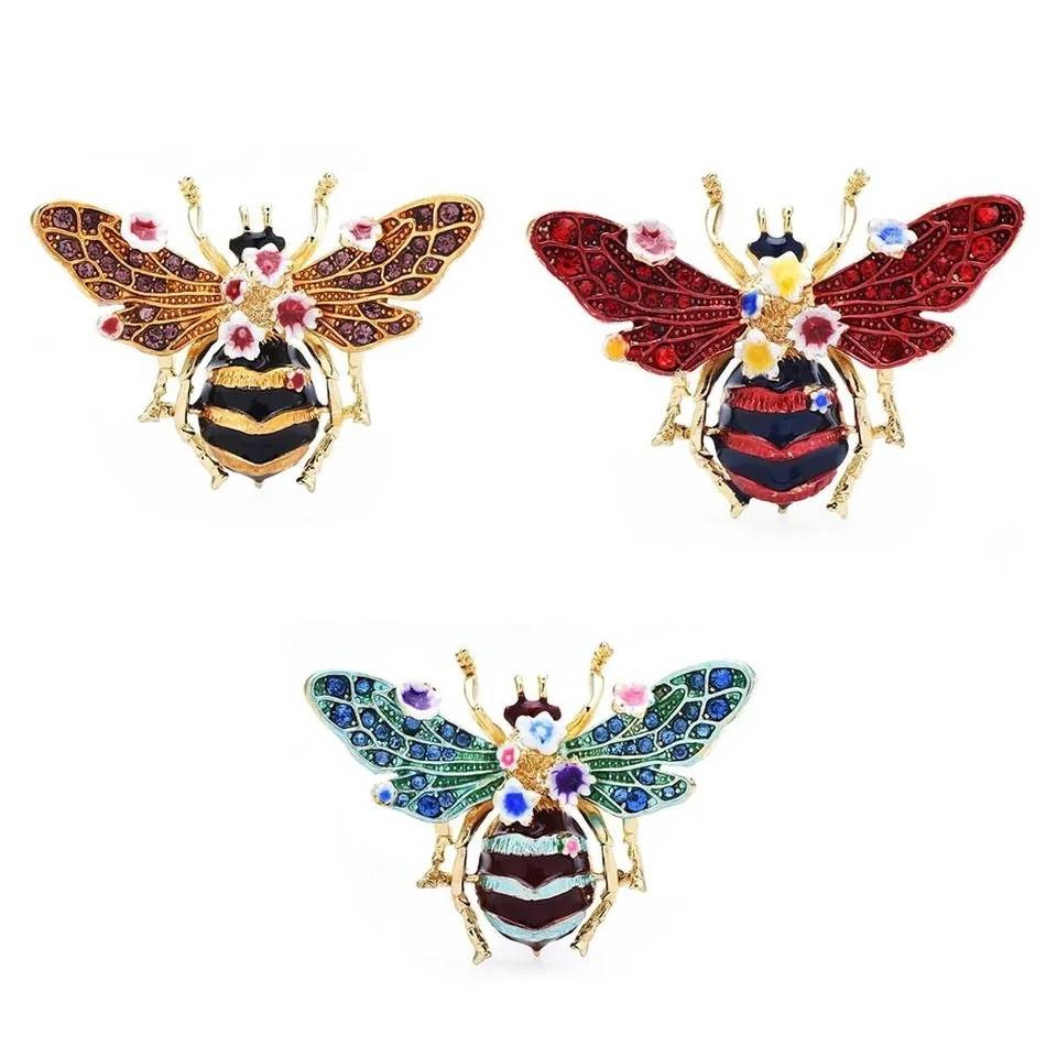 Colorful Bee with Flowers Insect Enamel Brooch Pin Brooches & Pins New Arrivals Women Jewelry 