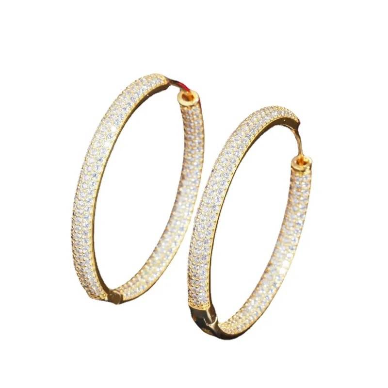 Double Sided Cubic Zirconia Big Circle Round Hoop Earrings Earrings New Arrivals Women Jewelry 