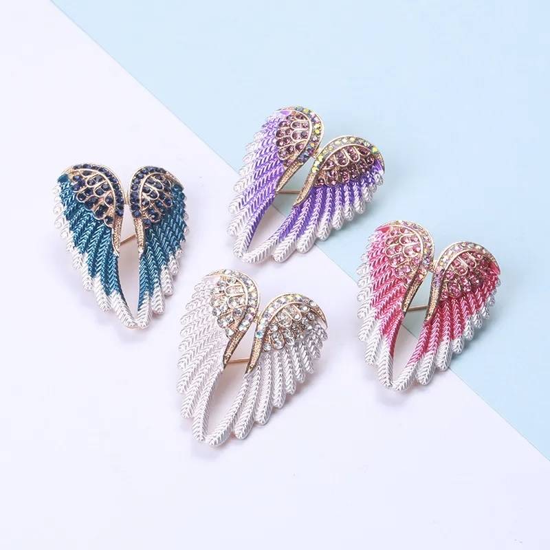 Guardian Angel Wings Feathers Rhinestone Brooch for Women Brooches & Pins New Arrivals Women Jewelry 