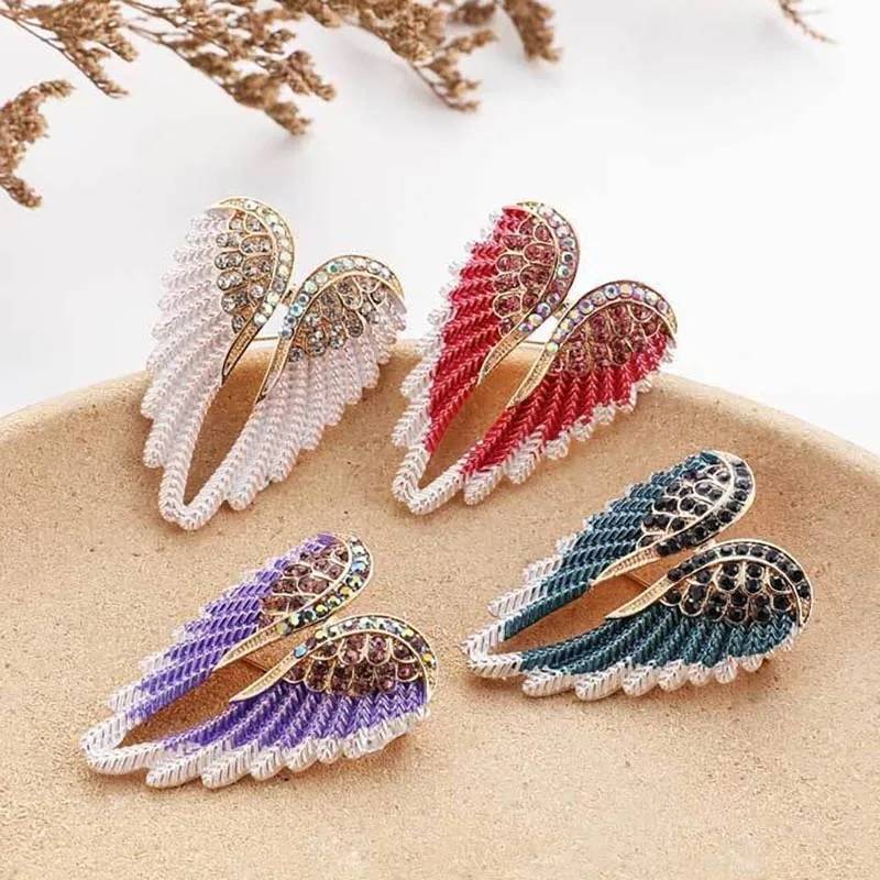 Guardian Angel Wings Feathers Rhinestone Brooch for Women Brooches & Pins New Arrivals Women Jewelry 