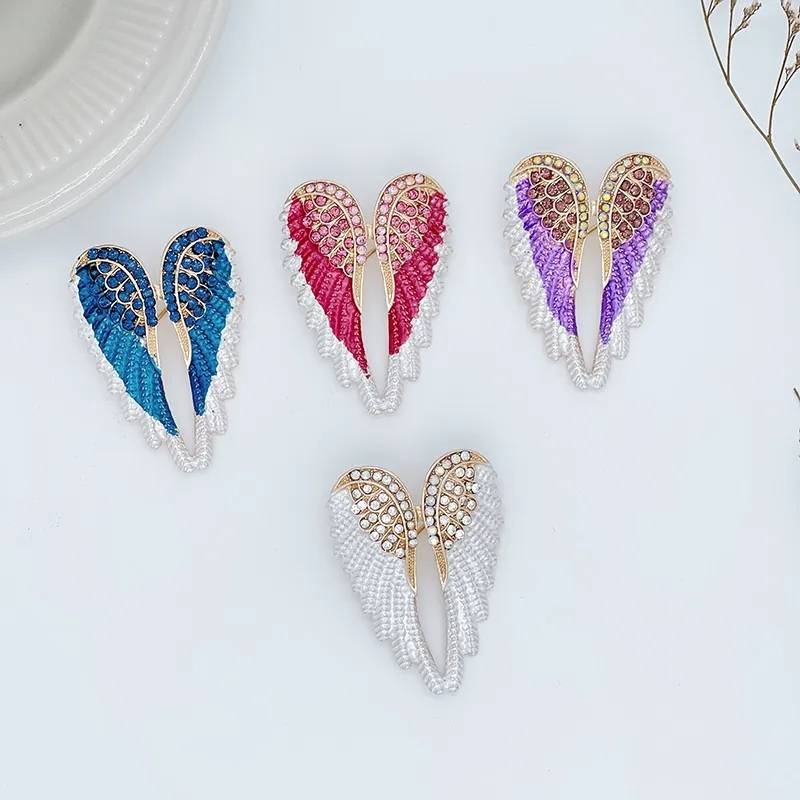 Guardian Angel Wings Feathers Rhinestone Brooch for Women Brooches & Pins New Arrivals Women Jewelry 