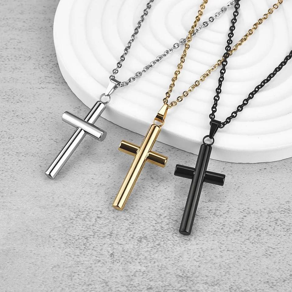 Stainless Steel Bare Cross Pendant Chain Necklace Men Jewelry Necklaces Necklaces New Arrivals Pendants Women Jewelry 
