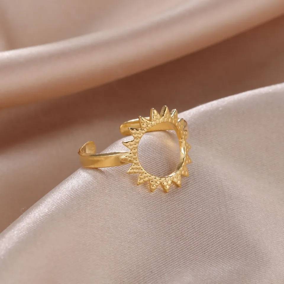 316L Stainless Steel Sun Sunflower Open Ring for Women New Arrivals Rings Women Jewelry 