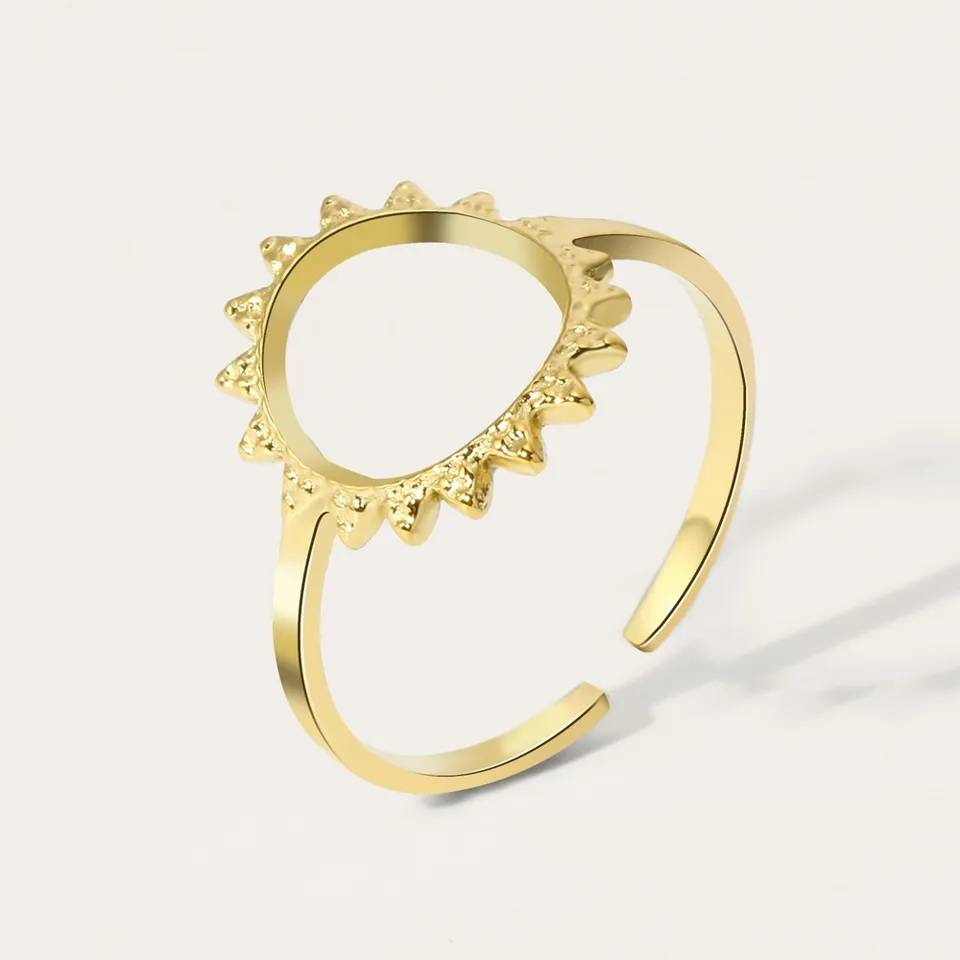 316L Stainless Steel Sun Sunflower Open Ring for Women New Arrivals Rings Women Jewelry 