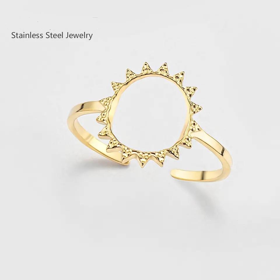 316L Stainless Steel Sun Sunflower Open Ring for Women New Arrivals Rings Women Jewelry 