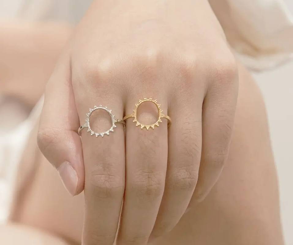 316L Stainless Steel Sun Sunflower Open Ring for Women New Arrivals Rings Women Jewelry 