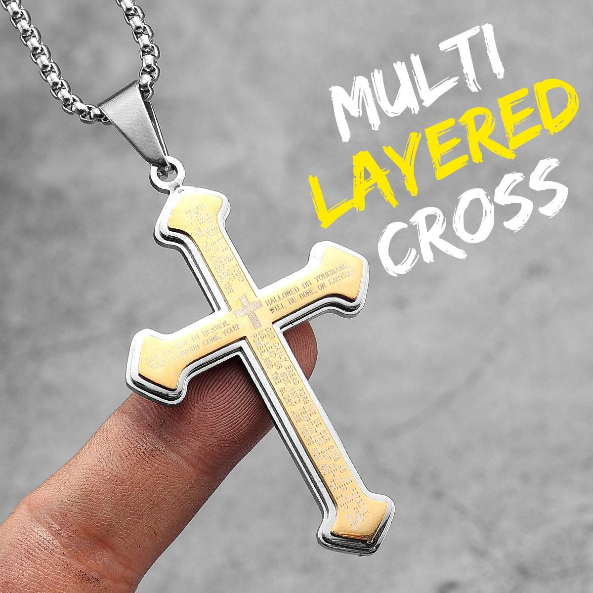 Christian Bible Verse Stainless Steel Cross Pendant Necklace Men Jewelry Necklaces 