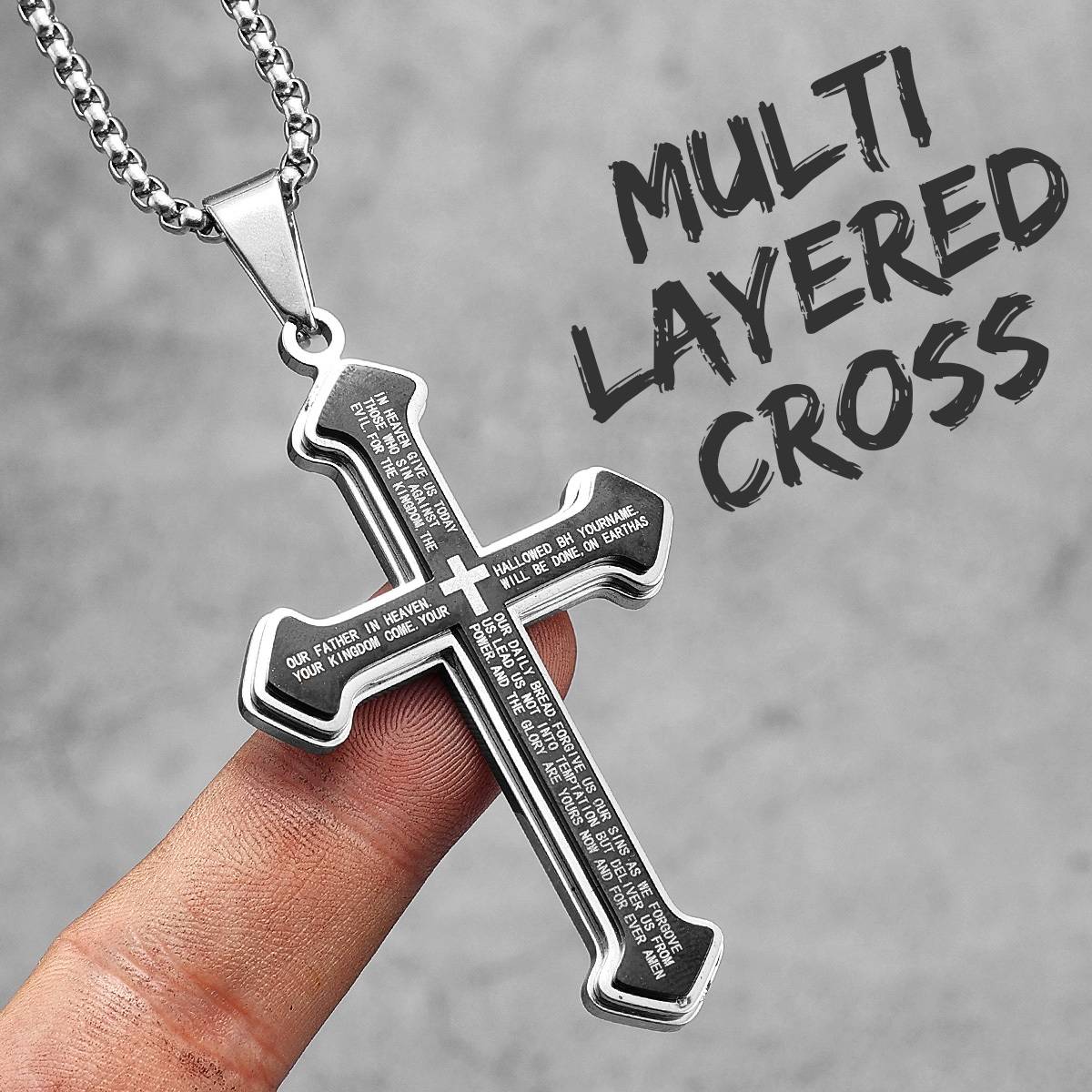 Christian Bible Verse Stainless Steel Cross Pendant Necklace Men Jewelry Necklaces 