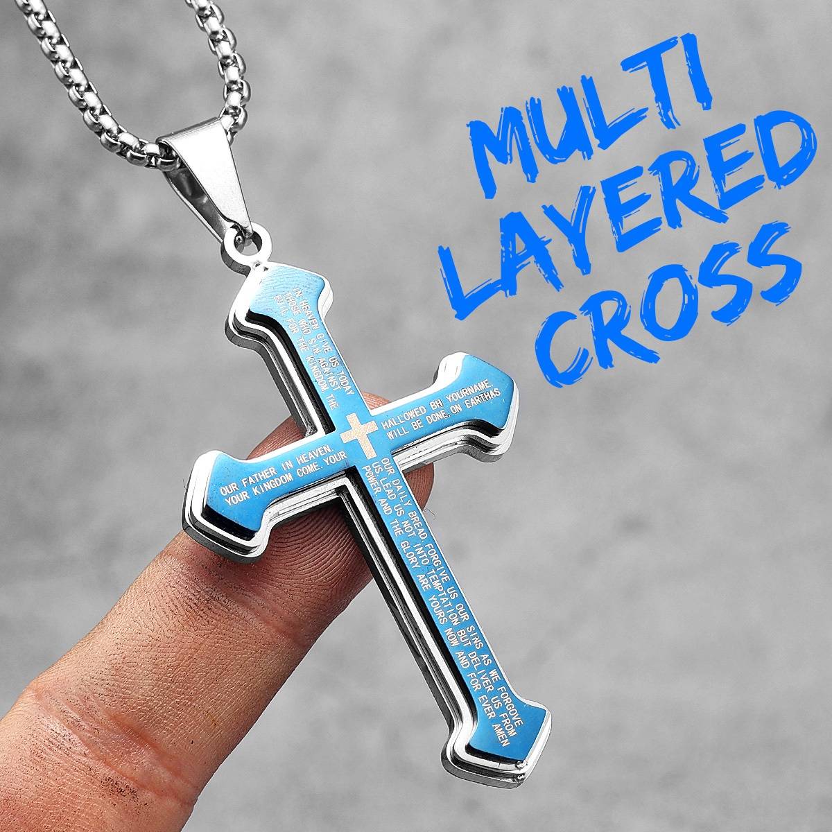 Christian Bible Verse Stainless Steel Cross Pendant Necklace Men Jewelry Necklaces 