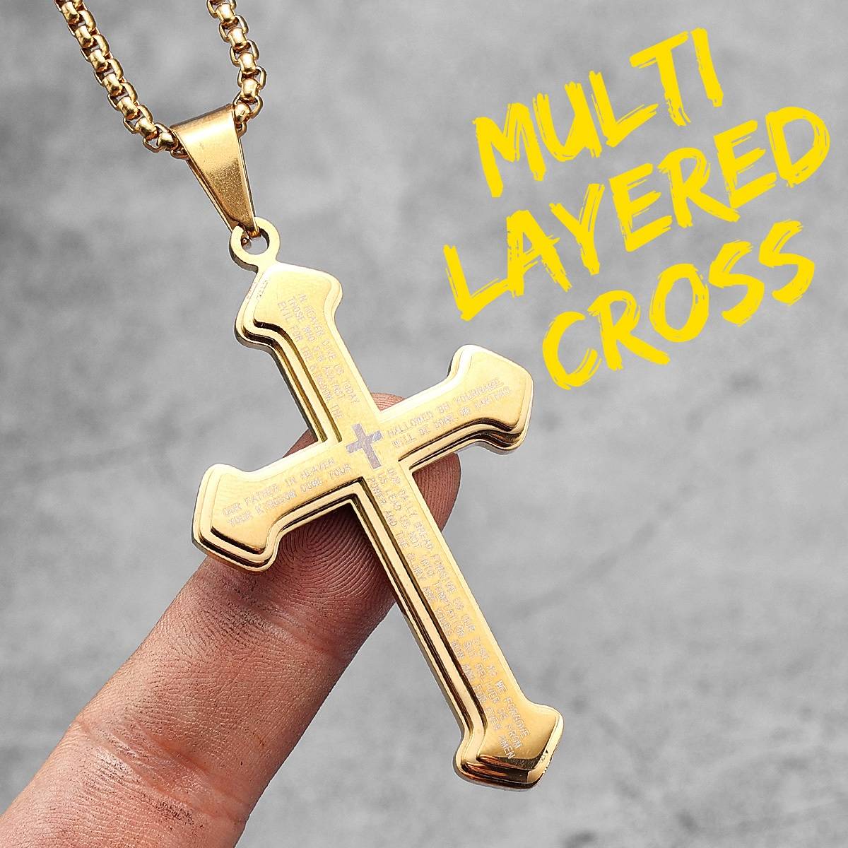 Christian Bible Verse Stainless Steel Cross Pendant Necklace Men Jewelry Necklaces 