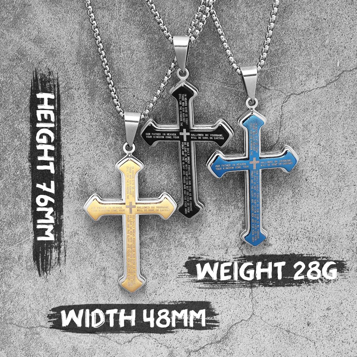 Christian Bible Verse Stainless Steel Cross Pendant Necklace Men Jewelry Necklaces 