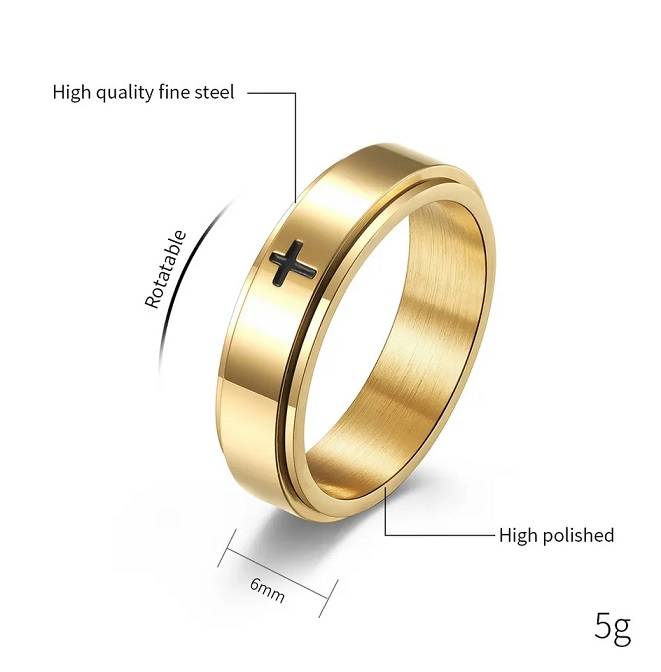 6MM Cross Crucifix Rotating Spinner Unisex Ring Men Jewelry New Arrivals Rings Rings Women Jewelry 
