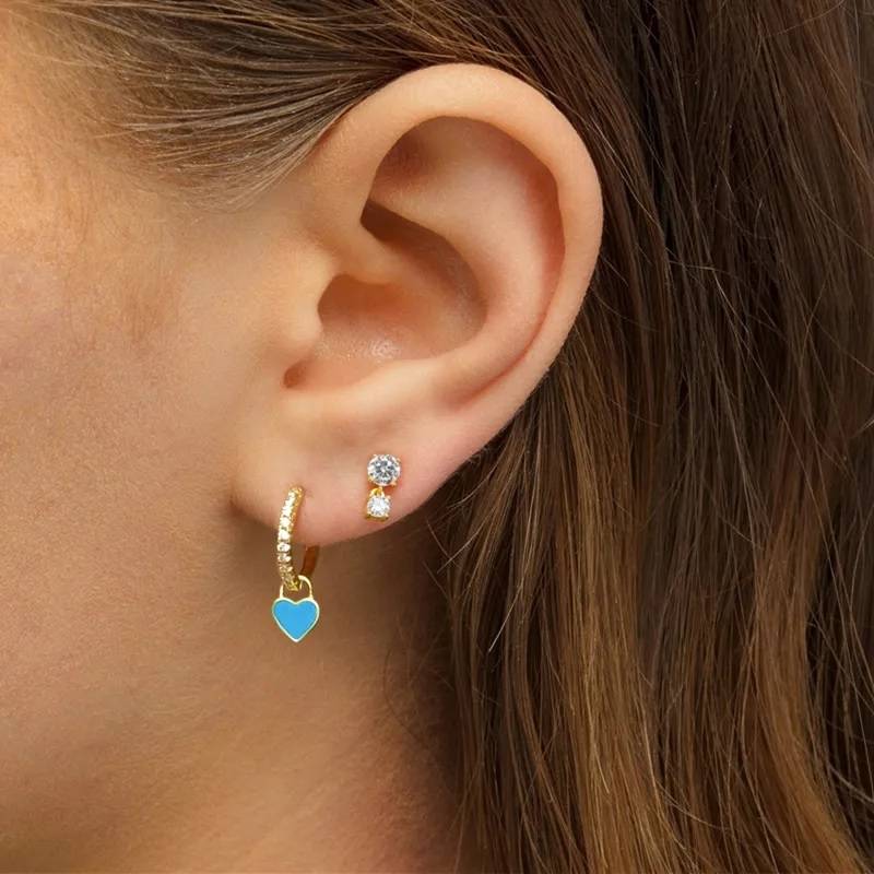 Cute Candy Neon Color Enamel Heart Charm Drop Earrings Earrings New Arrivals Women Jewelry 