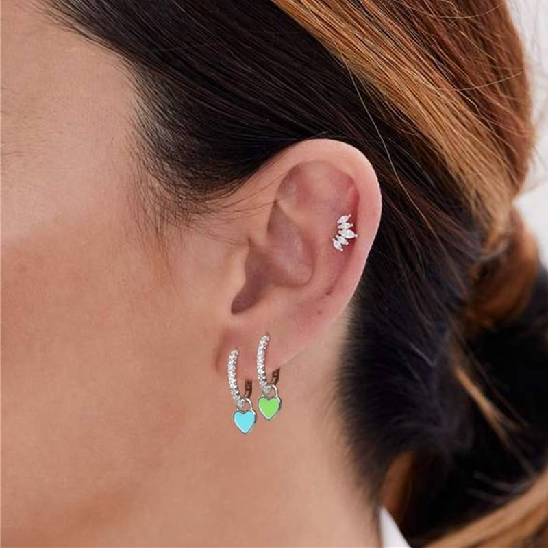 Cute Candy Neon Color Enamel Heart Charm Drop Earrings Earrings New Arrivals Women Jewelry 