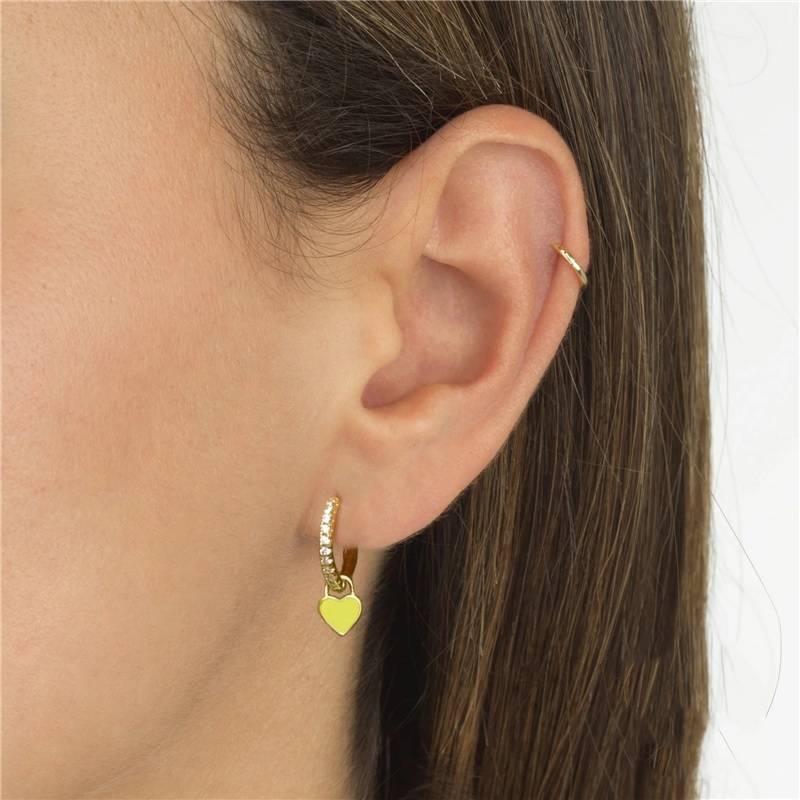 Cute Candy Neon Color Enamel Heart Charm Drop Earrings Earrings New Arrivals Women Jewelry 