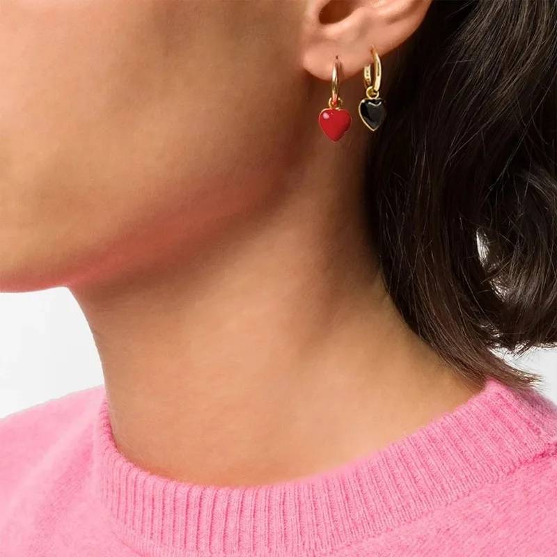 Cute Candy Neon Color Enamel Heart Charm Drop Earrings Earrings New Arrivals Women Jewelry 
