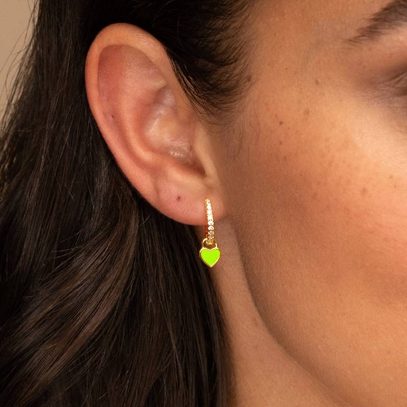 Cute Candy Neon Color Enamel Heart Charm Drop Earrings Earrings New Arrivals Women Jewelry 
