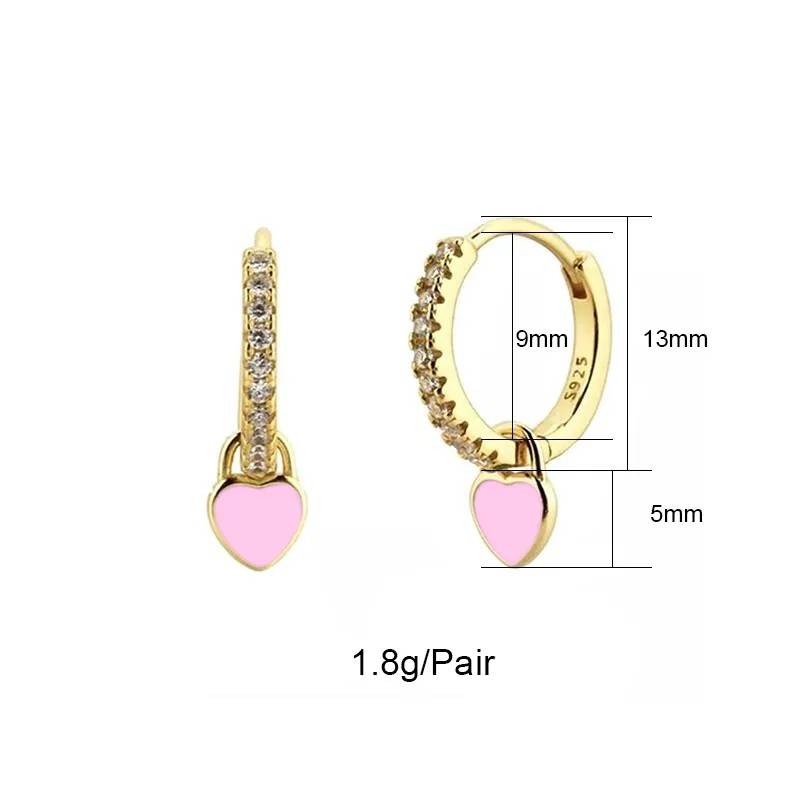 Cute Candy Neon Color Enamel Heart Charm Drop Earrings Earrings New Arrivals Women Jewelry 