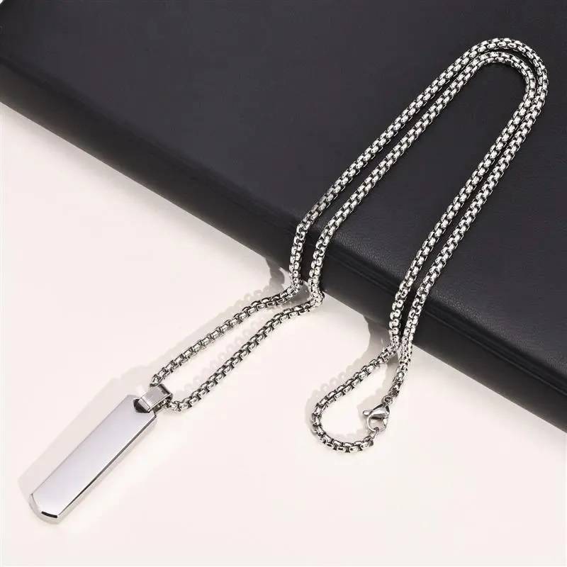 Vertical Bar Pendant Necklace with Initial A-Z Letter Alphabet Men Jewelry Necklaces New Arrivals 