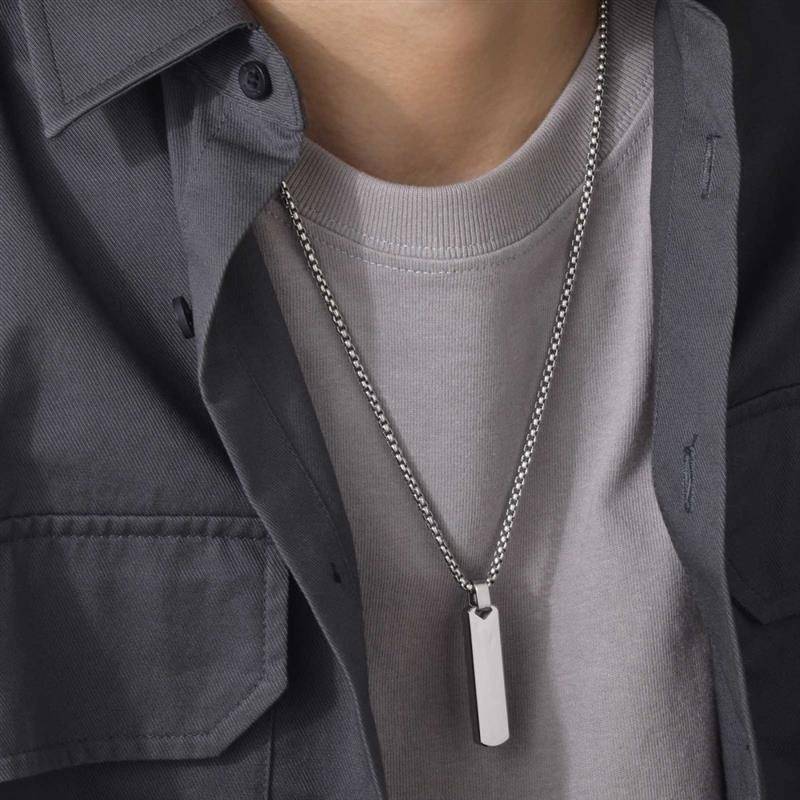Vertical Bar Pendant Necklace with Initial A-Z Letter Alphabet Men Jewelry Necklaces New Arrivals 