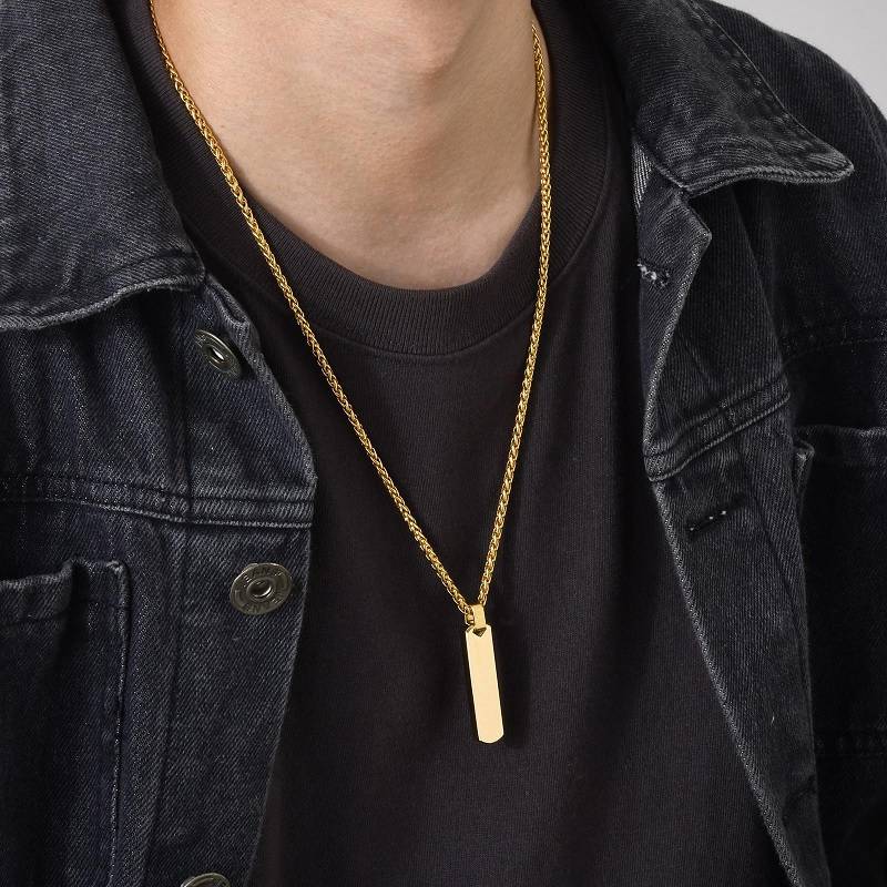 Vertical Bar Pendant Necklace with Initial A-Z Letter Alphabet Men Jewelry Necklaces New Arrivals 