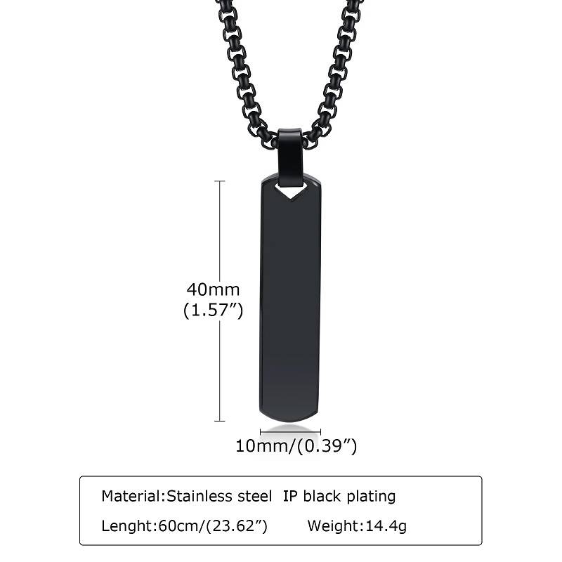 Vertical Bar Pendant Necklace with Initial A-Z Letter Alphabet Men Jewelry Necklaces New Arrivals 