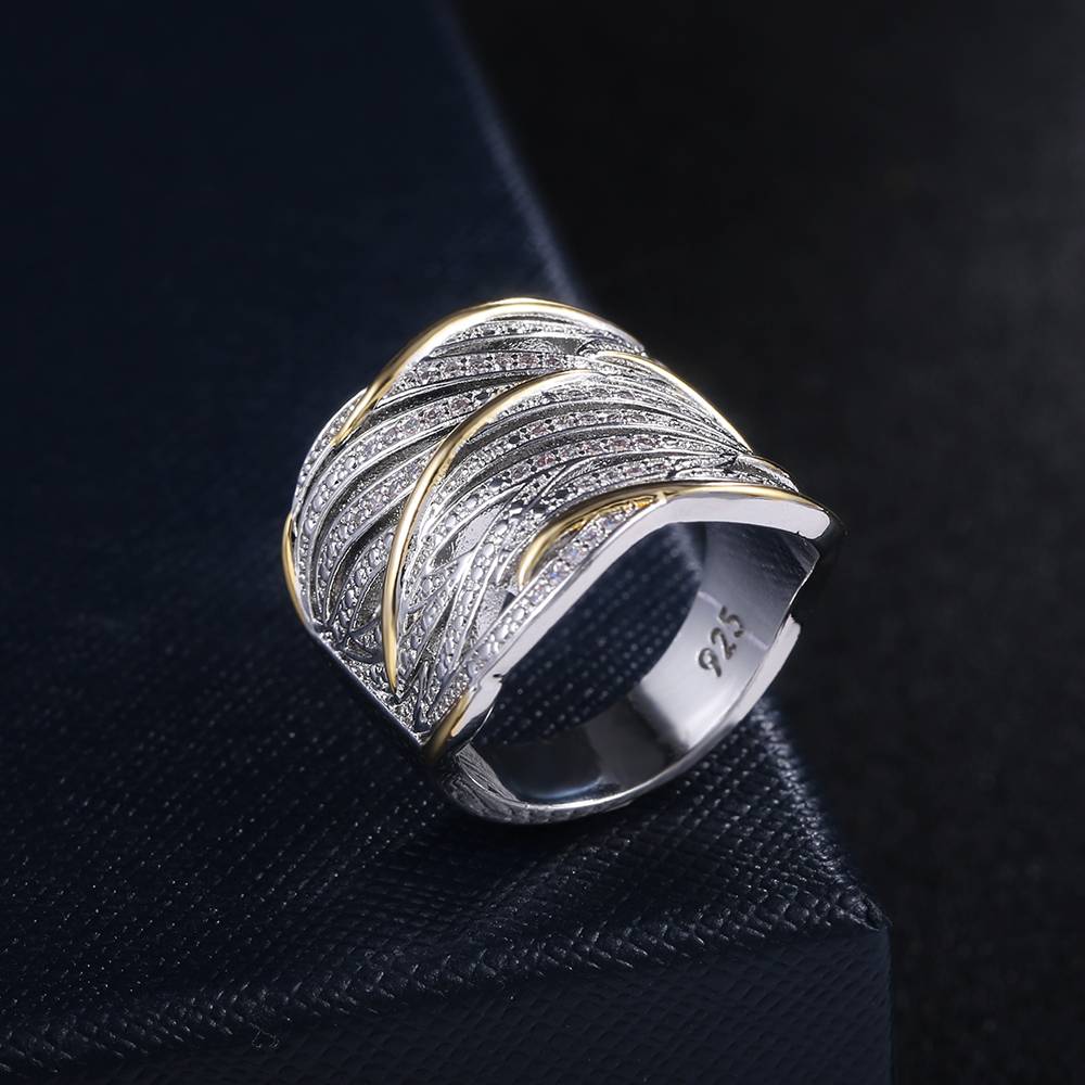 925 Sterling Silver Cubic Zirconia Phoenix Feathers Layered Ring New Arrivals Rings Women Jewelry 