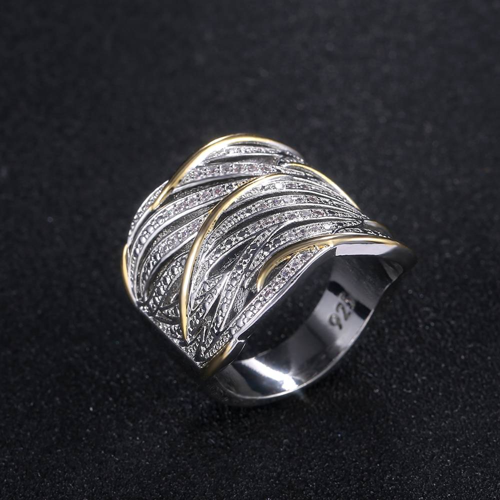 925 Sterling Silver Cubic Zirconia Phoenix Feathers Layered Ring New Arrivals Rings Women Jewelry 