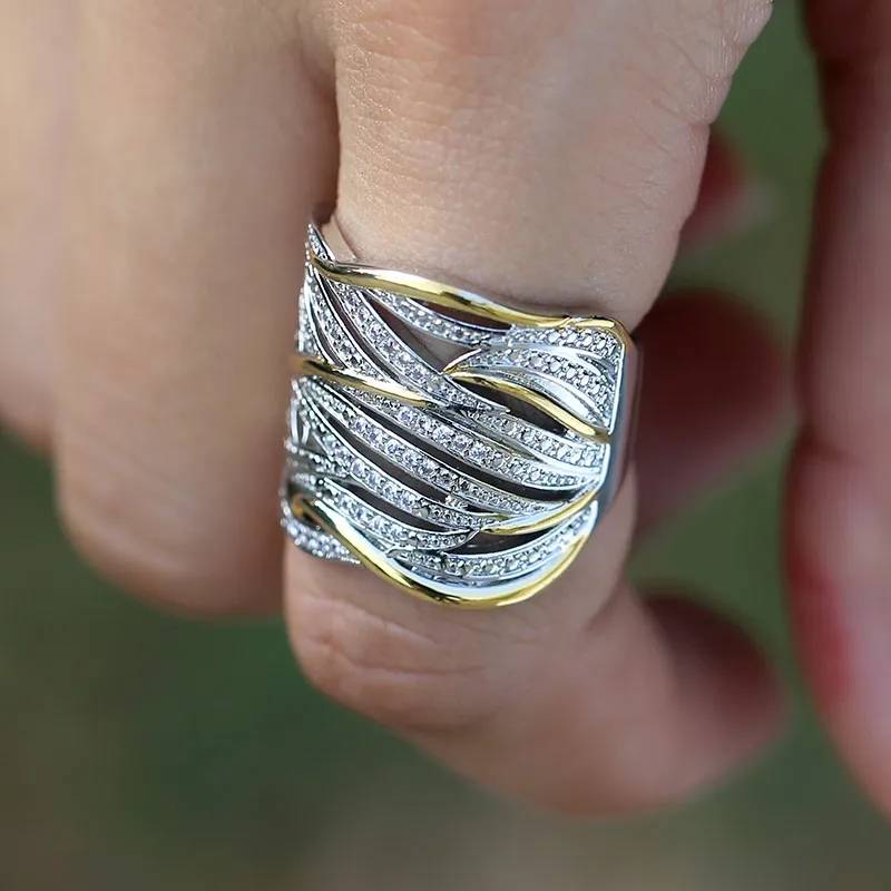 925 Sterling Silver Cubic Zirconia Phoenix Feathers Layered Ring New Arrivals Rings Women Jewelry 