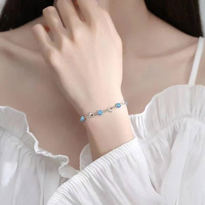 925 Sterling Silver Love Heart Shaped Cubic Zirconia Bracelet Bracelets & Bangles New Arrivals Women Jewelry 