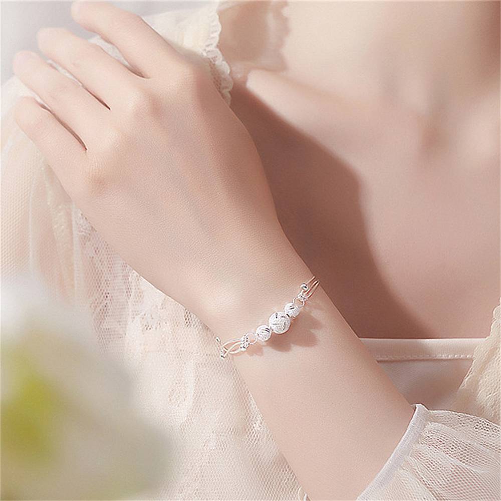 925 Sterling Silver Round Ball Beads Multi Layered Charm Bracelet Bracelets & Bangles New Arrivals Women Jewelry 