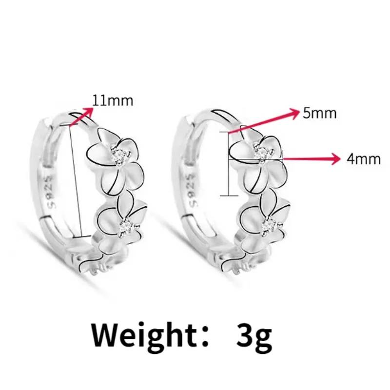 925 Sterling Silver Small Flowers Floral Round Hoop Earrings Earrings New Arrivals Women Jewelry 