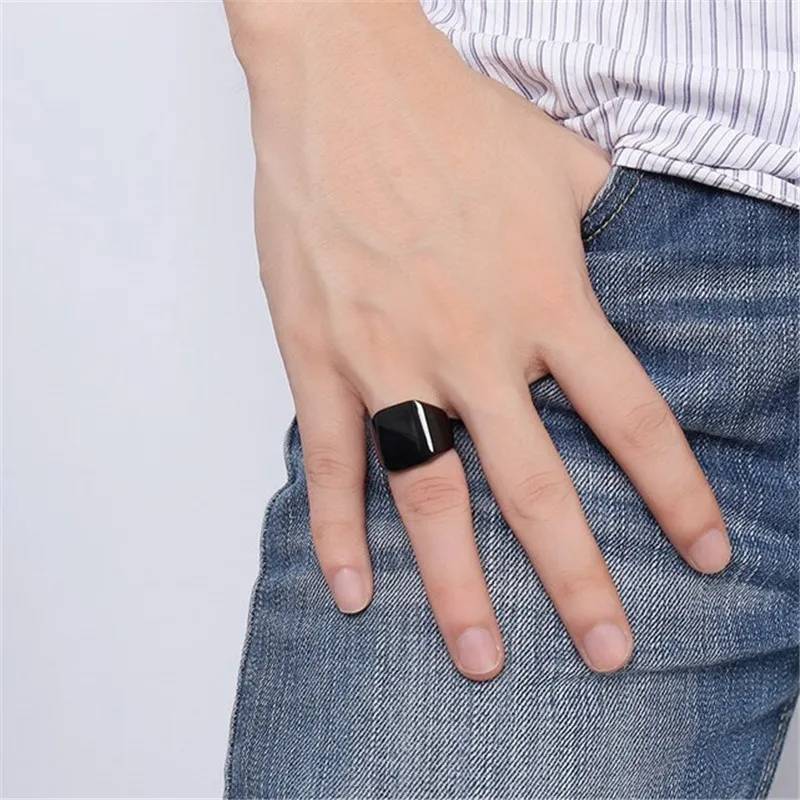 Thick Square Cocktail Party Finger Ring for Men Men Jewelry New Arrivals Rings 