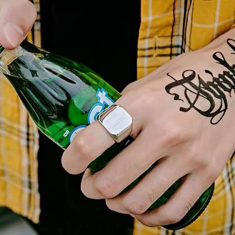 Thick Square Cocktail Party Finger Ring for Men Men Jewelry New Arrivals Rings 