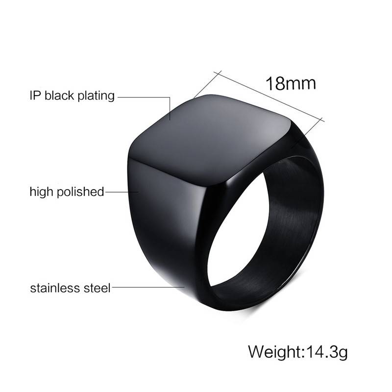 Thick Square Cocktail Party Finger Ring for Men Men Jewelry New Arrivals Rings 