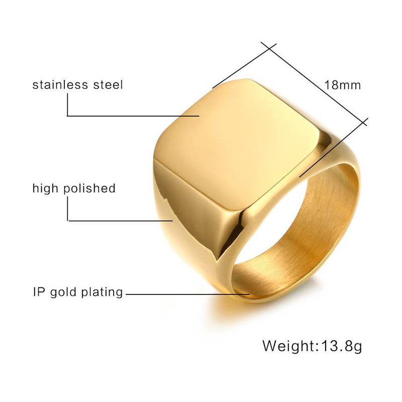 Thick Square Cocktail Party Finger Ring for Men Men Jewelry New Arrivals Rings 