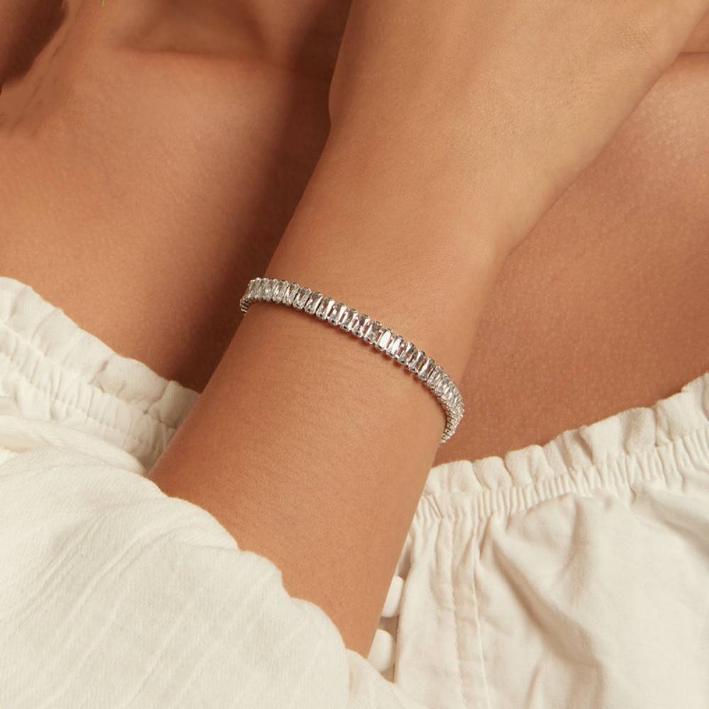 925 Sterling Silver Rectangular Cubic Zirconia Bracelet Bracelets & Bangles New Arrivals Women Jewelry 